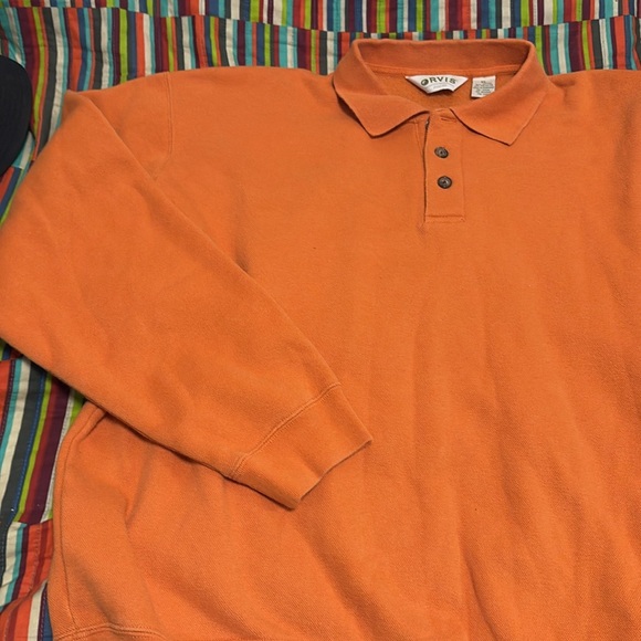Sale Orvis  long sleeve three-quarter button size XL orange fast shipping - Picture 2 of 13